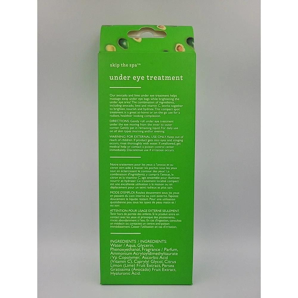 Skip the Spa Hydrating Under Eye Treatment Brightening Nourishing Avocado & Lime